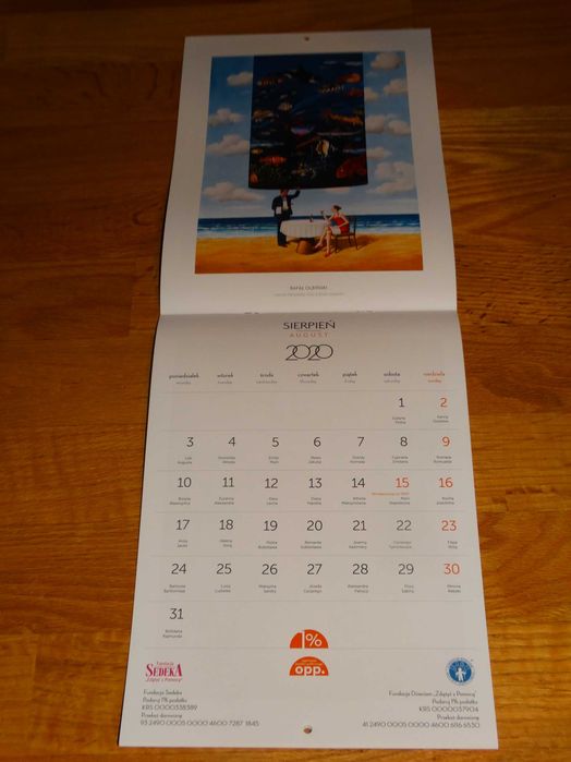 KALENDARZ 2020 Rafał Olbiński Malarstwo super zdjęcia oryginalne Nowy