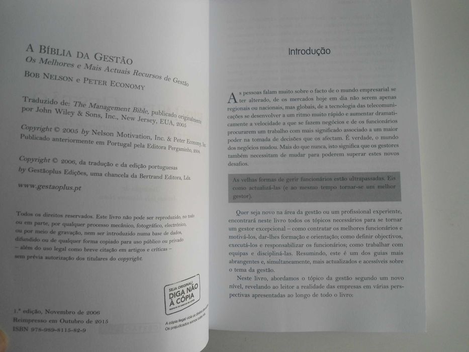 A Bíblia da Gestão por Bob Nelson e Peter Economy