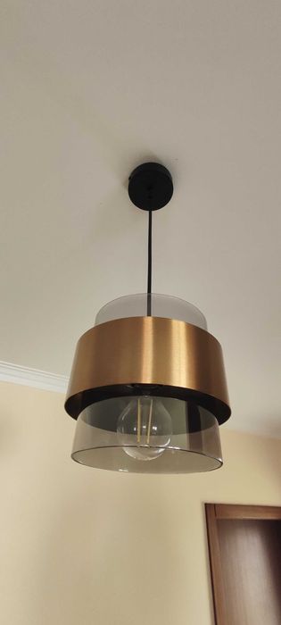 Candeeiro de teto suspenso MILLEY 60W 1 LUZ VIDRO PRETO/DOURADO
