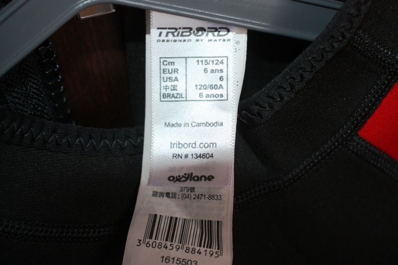 Fato de Surf Tribord vermelho e preto 6 anos tamanho 115-124 cm