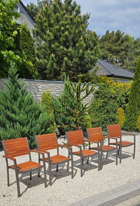 Krzesło ogrodowe  aluminium i drewno