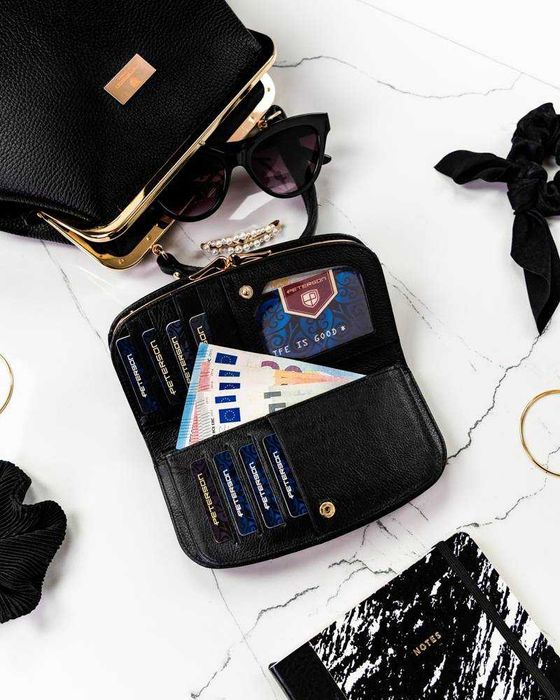 Portfel Damski PETERSON Poziomy Duży SKÓRZANY Elegancki LAKIEROWANY