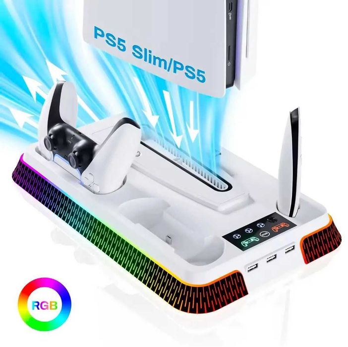 Док cтанція для PS5/PS5 Pro/PS5 Slim та геймпадів Dualsense PS5