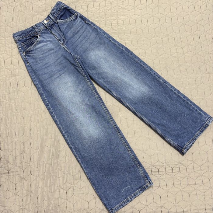 Голубі широкі джинси h&m wide leg 9-10 років 134/140 зріст.