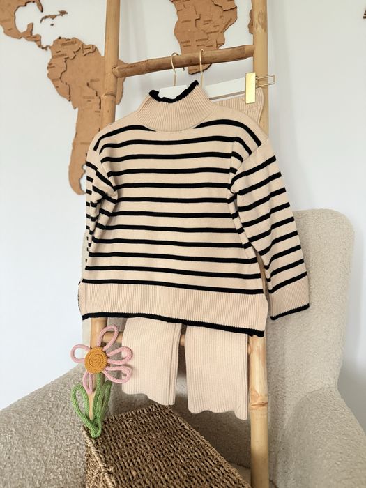 Костюм теплий трикотажний в полоску бежевий беж 110 116 122 128 134