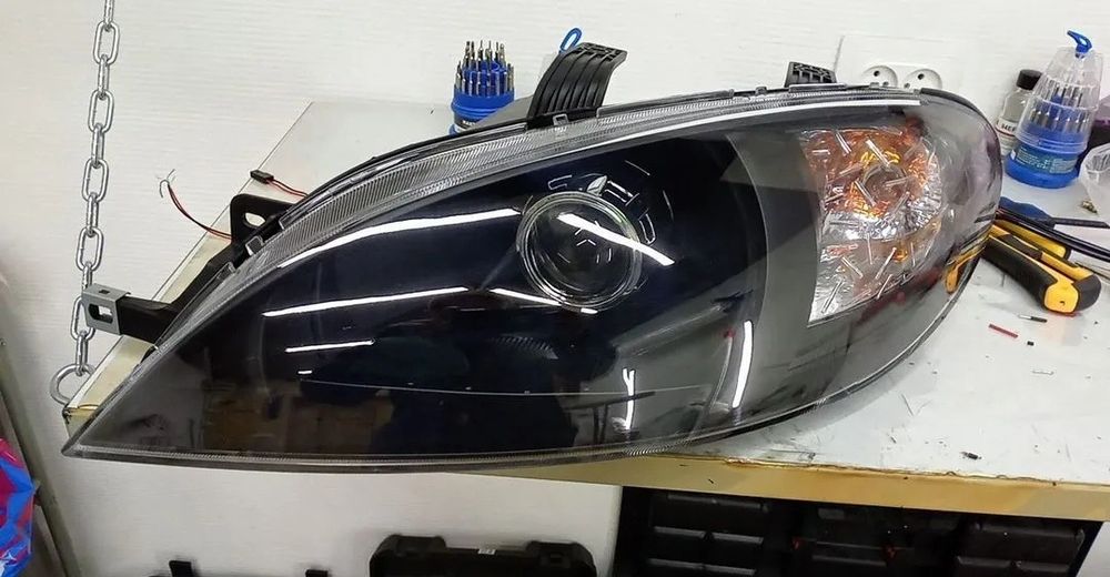 Новые фары с линзами Chevrolet Lacetti (шевроле лачетти хетчбек)