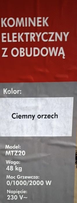 Elektryczny Kominek Mozart Efekt Płomieni Wolnostojący