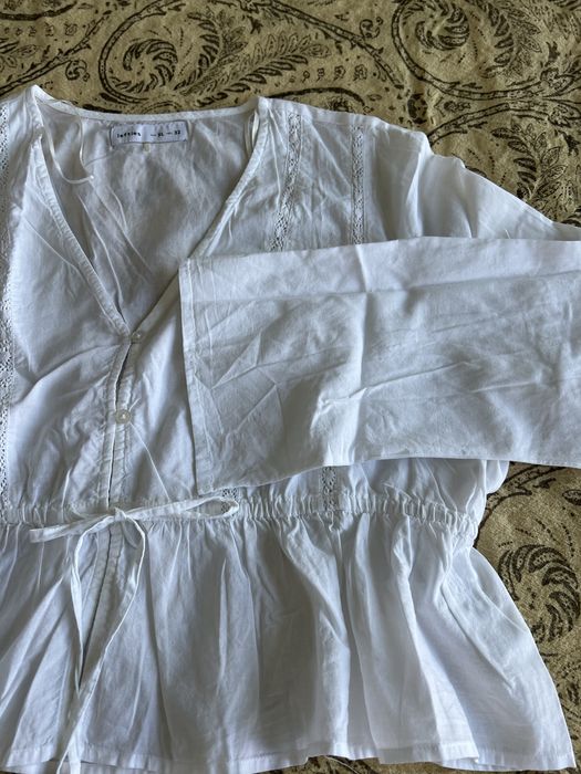 Blusa branca de manga comprida da Lefties, Tam XL