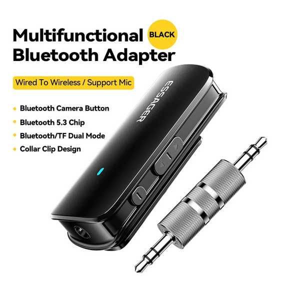 Adaptador Bluetooth 5.3, conector de 3,5mm, Aux