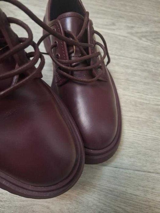 Бордовые кожаные туфли, броги, лоферы,  Camper, размер 38.