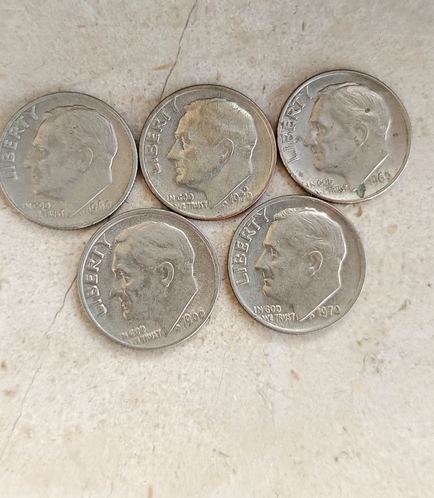 5 moedas dos Estados unidos da América