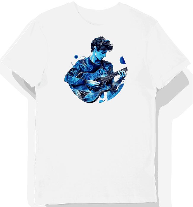 Koszulka męska biała z nadrukiem muzycznym Shawn Mendes M