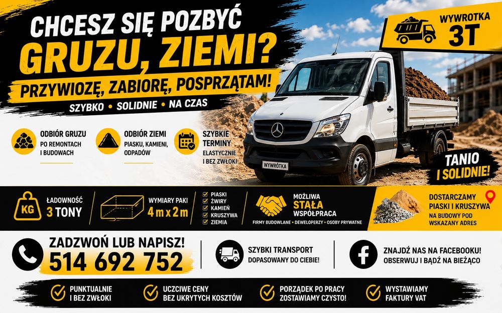 Odbiór gruzu, ziemi i odpadów budowlanych | Szybko i tanio