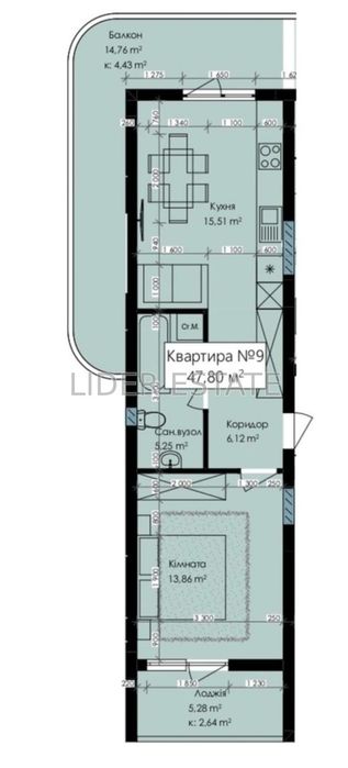 Продаж 1-кімн., квартири 47.8 м² | ЖК Годинки | Ужгород