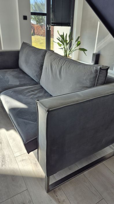 Kanapa Sofa  Trzyosobowa  aksamit szara