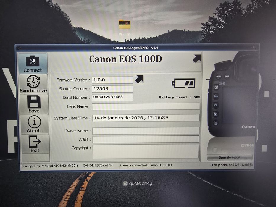 Corpo  Maquina Canon 100D