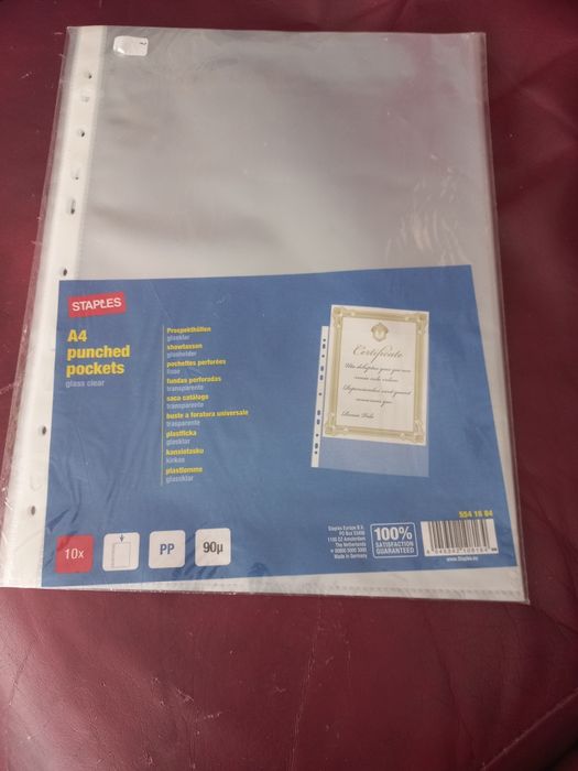 Embalagem 10 bolsas transparentes tamanho A4 - Staples