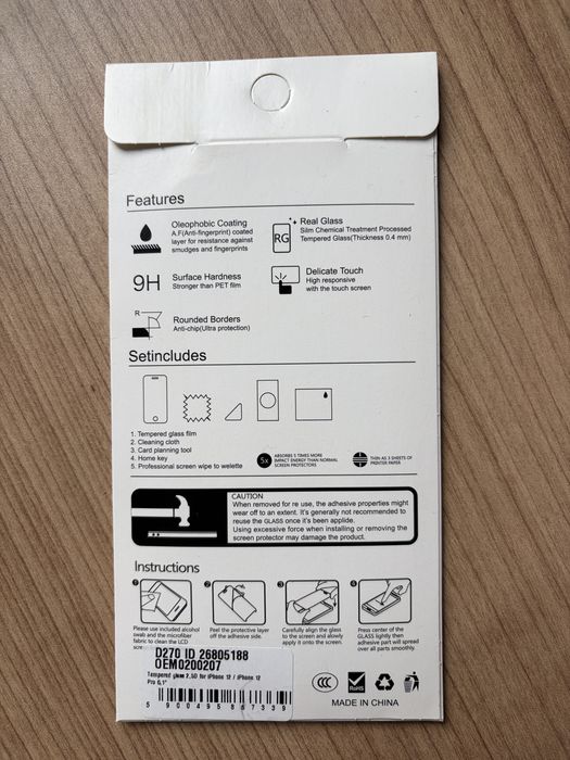 Szkło hartowane, ochronne do iPhone 12 i 12PRO