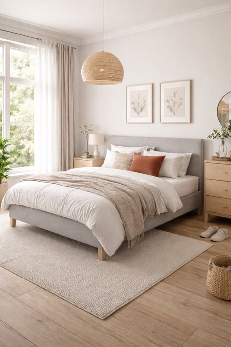 SLATTUM Tapicerowana rama łóżka, szary, 140x200 cm