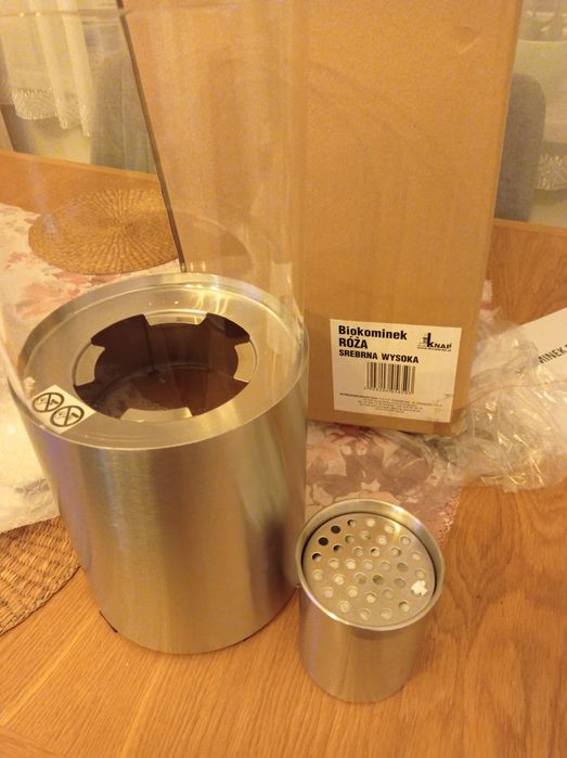 Biokominek Wolnostojący Stal Nierdzewna Róża Wysoka Srebrna 16x32x16 c
