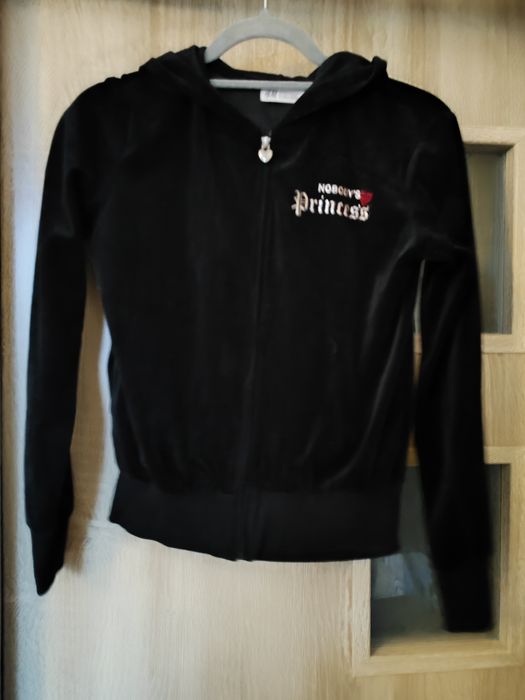 Welurowa rozpinana bluza brokatowe napisy H&M rozm. 158/164 cm 12-14 l