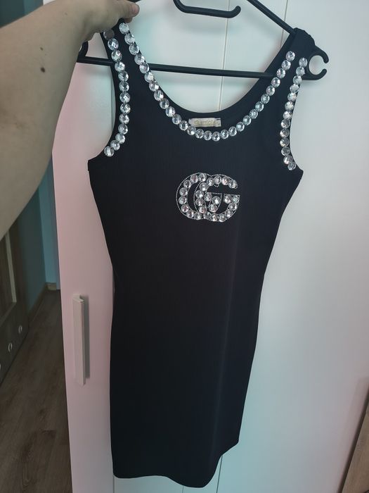 Sukienka czarna prążkowana M