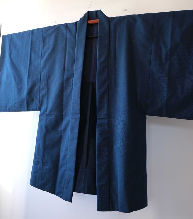 Tradycyjne japońskie haori męskie granatowe narzutka na kimono