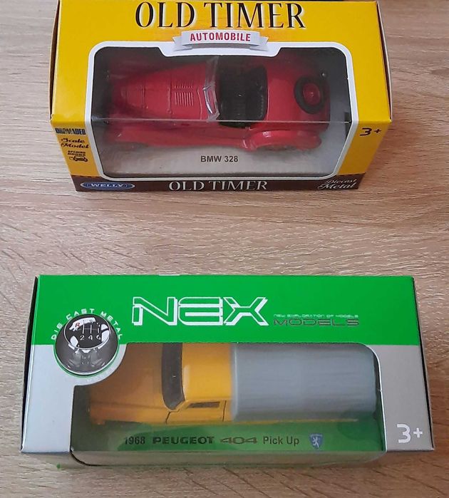 BMW 328, Peugeot 404 W skali 1:34 firmy Welly. polecam.