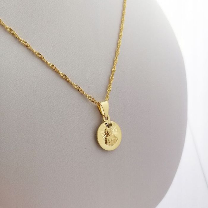 Złoty Łańcuszek + Medalik Szkaplerz Pr. 925 Prezent Komunia Chrzest Gr