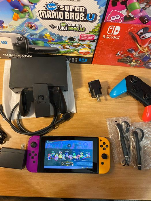 Nintendo Switch V2 - 32GB - Purple and Orange JoyCons, Dock, Cabos, Controller