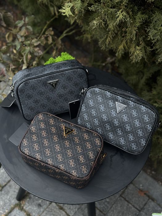 Сумка Guess Vezzola Smart чоловіча шкіряна чорна барсетка Гесс