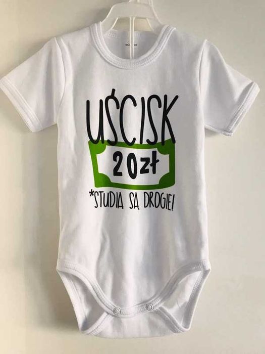 Nowe body śmieszne 74 bawełna humor chłopiec dziewczynka uścisk 20 zł