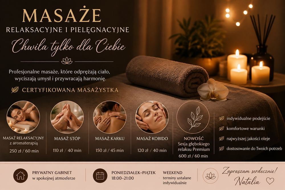Masaże relaksacyjne i pielęgnacyjne