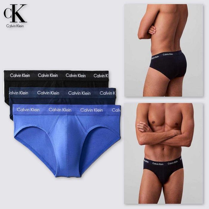 Чоловіча білизна труси сліпи Calvin Klein набір 3 шт синього кольору
