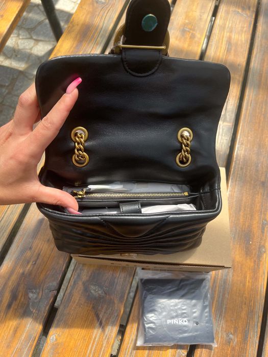 Pinko Love Bag Puff Black – nowa, komplet, czarna skórzana torebka