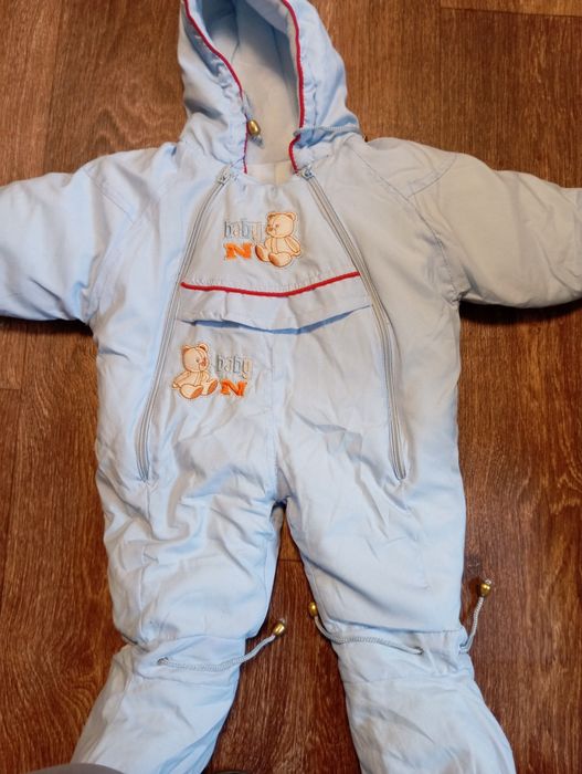 Комбінезон трансформер 0-12 місяців зимні синій та жовто-салатовий бу,