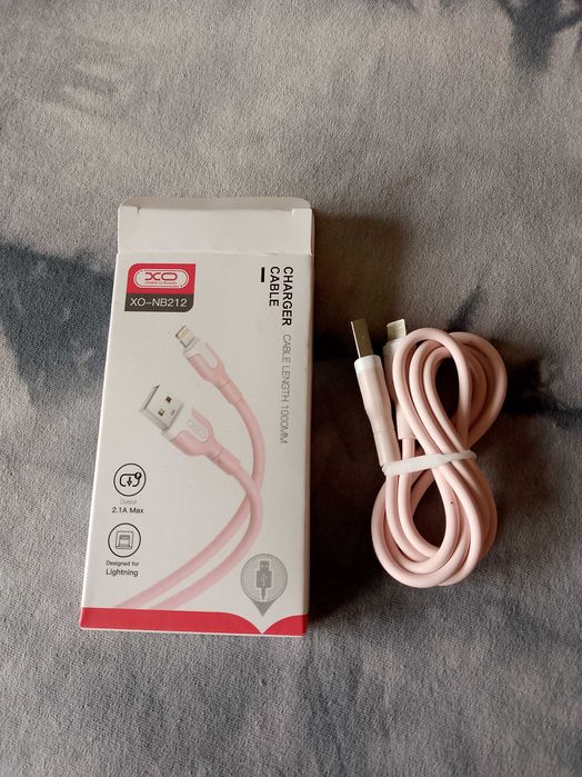 Kabel USB do iPhone różowy 1 m