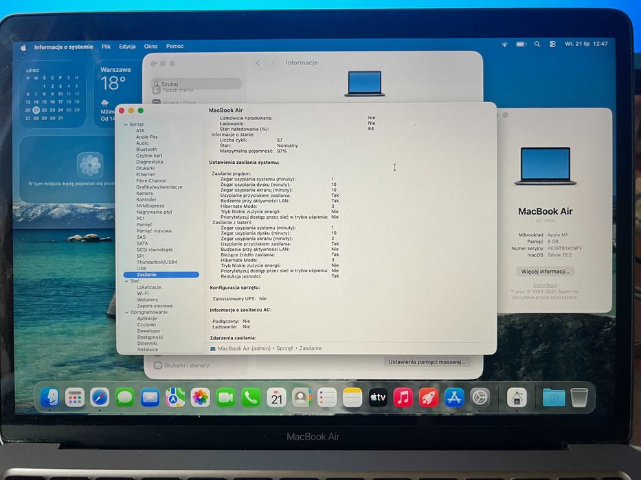 APPLE MacBook Air 13 M1/8GB/256GB SSD/INT/macOS Gwiezdna szarość - jak nowy