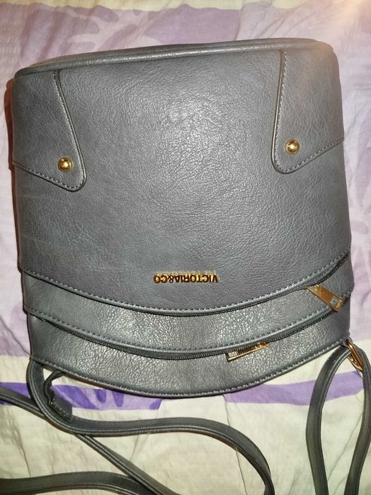 Pojemna torebka damska na ramie Duża LISTONOSZKA Granatowa Skórzana