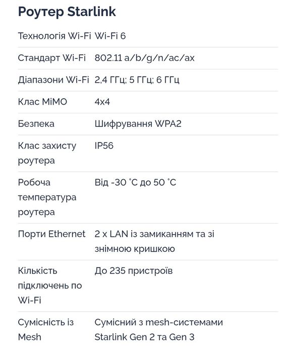 СТАРЛІНК без акаунта Супутниковий модем Starlink Gen3 (REV4) Standard Kit