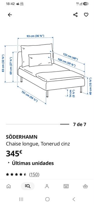 Sofá Shaise long Ikea Soderhamn