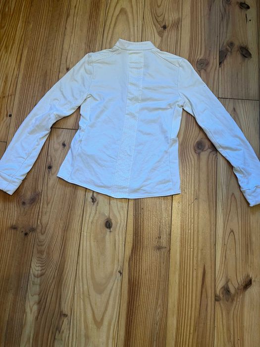 FOUGANZA Polo Quente Concurso Manga Comprida Equitação 12 anos Branco