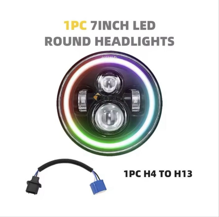 7-дюймова світлодіодна фара Angel Eyes, кругла світлодіодна лампа