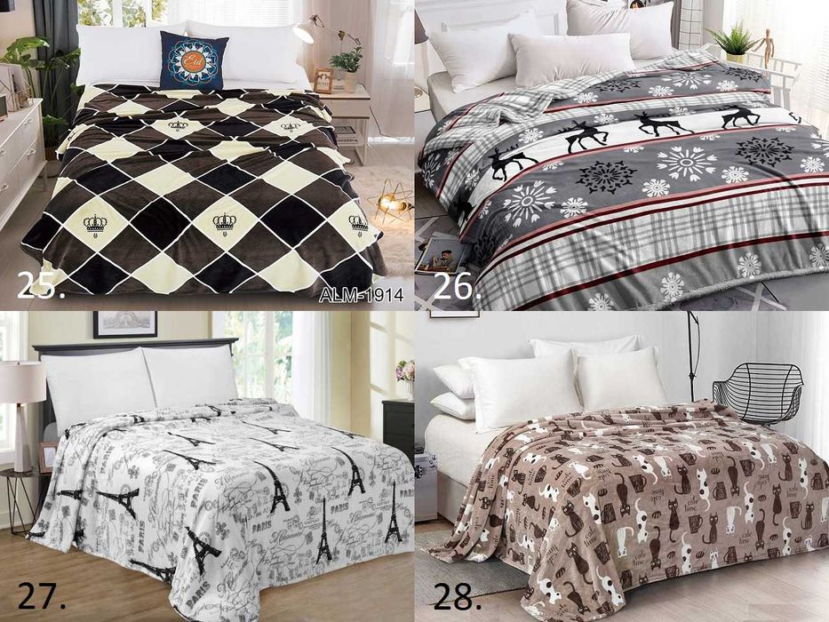 Плед-покрывало (мозаика, шахматка, перышки, листочки, кофе, щенки)