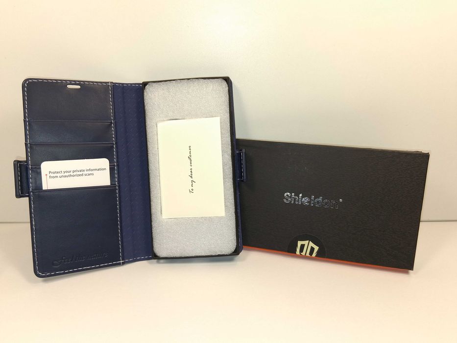 Z192 Shieldon Etui Portfel Skóra Galaxy S24 Ultra 5G RFID Ciemnoniebie