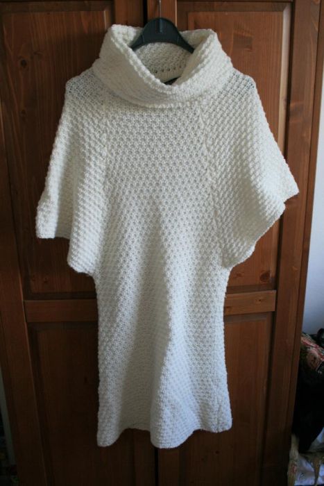 Sweter kremowy, Zara, długi, swetrowa sukienka, jesień, zima