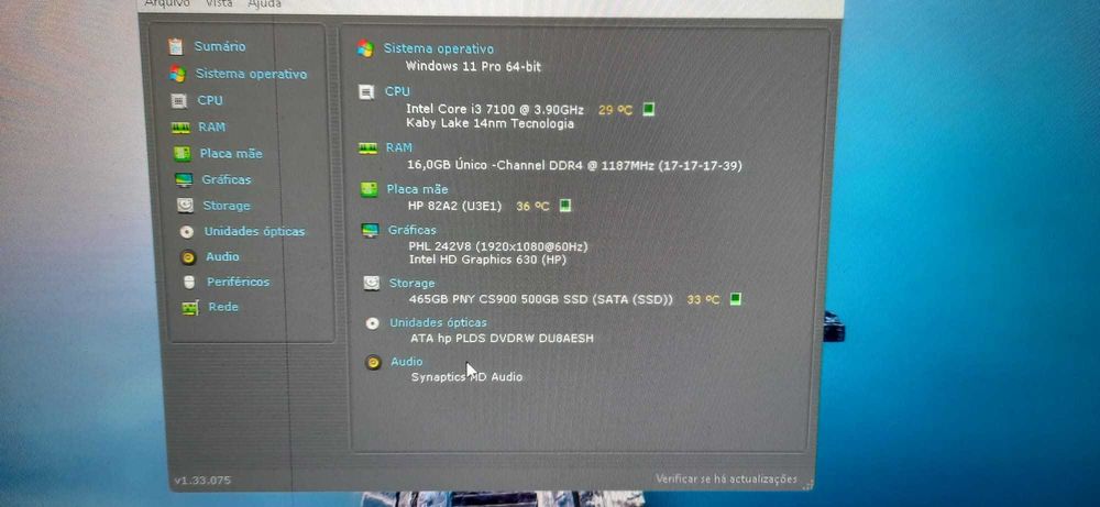 Pç Student HP400-G4 7ªG|i3-7100-3.9Ghz|16G|SSD256G|Wifi+BT|TPM2.0|W11