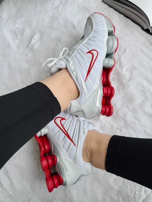 Мужские кроссовки Nike Shox TL White/Red Premium. 40-45