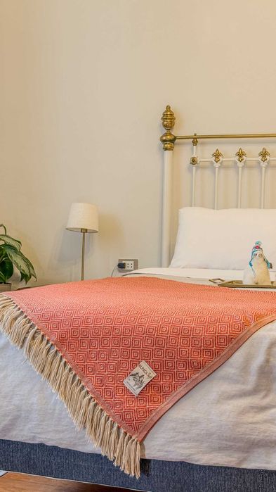 Alpaka Koc Czerwony 200x140cm Miękki Koc z Peru na Sofę