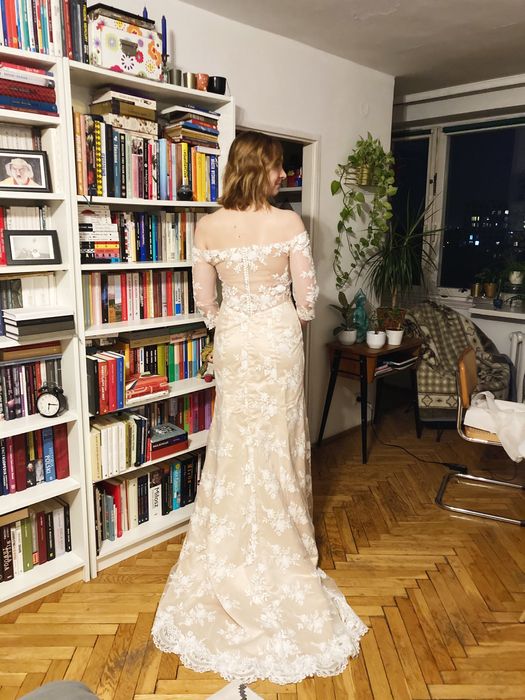 Sukienka ślubna biała ecru do ślubu nowa z metką rozm. 42